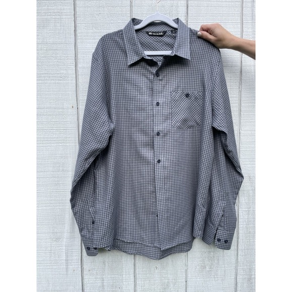Travis Matthew Large Grey Black Checked Longsleeved Buttondown Shirt L - Picture 2 of 4